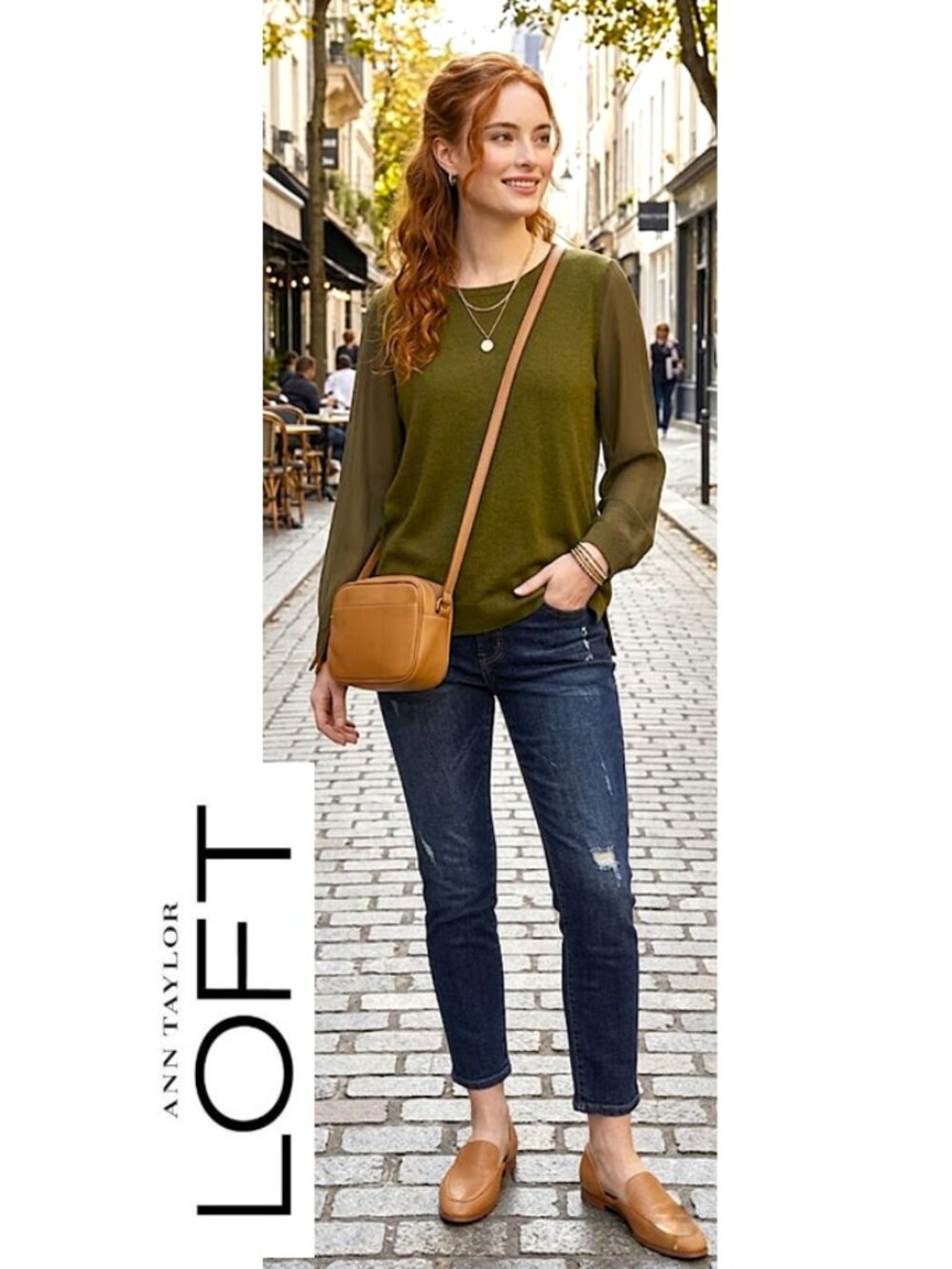 ANN Taylor Loft - Cotton blend olive green sweater